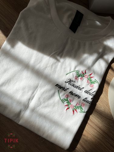 Kizárt dolog, mert nem tudom - póló, Női-M-fehér virágos 