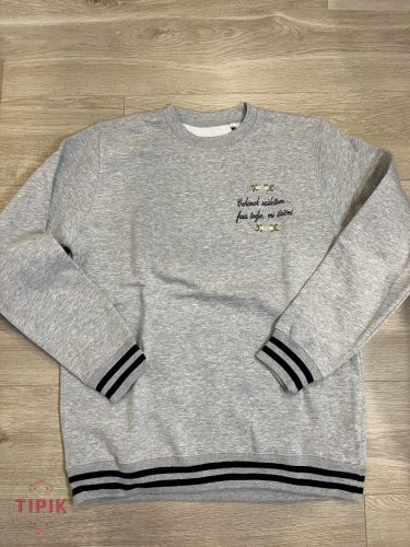 Unisex szürke kontrasztos pulóver - S