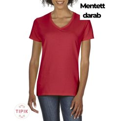 Női piros V nyakú póló - S, M, L, XL