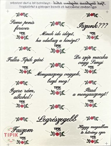 Lánybúcsús Tipik ideiglenes tetoválás csomag